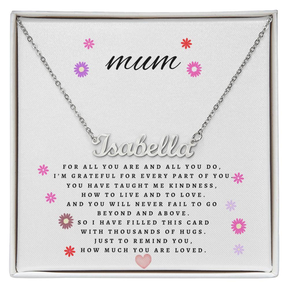 Mum cursive style name necklace