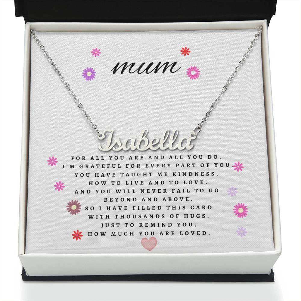 Mum cursive style name necklace