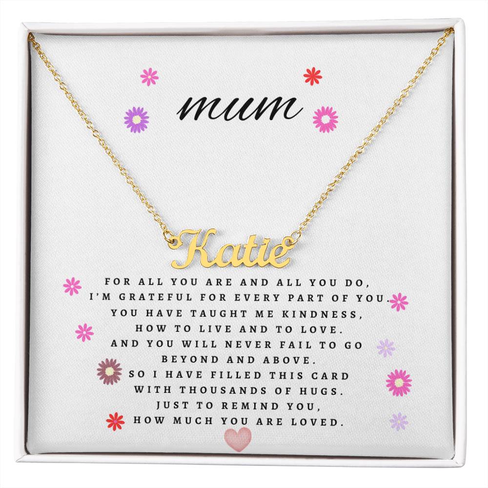 Mum cursive style name necklace