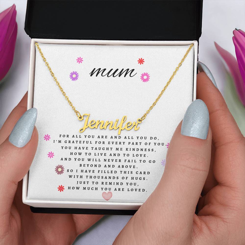 Mum cursive style name necklace