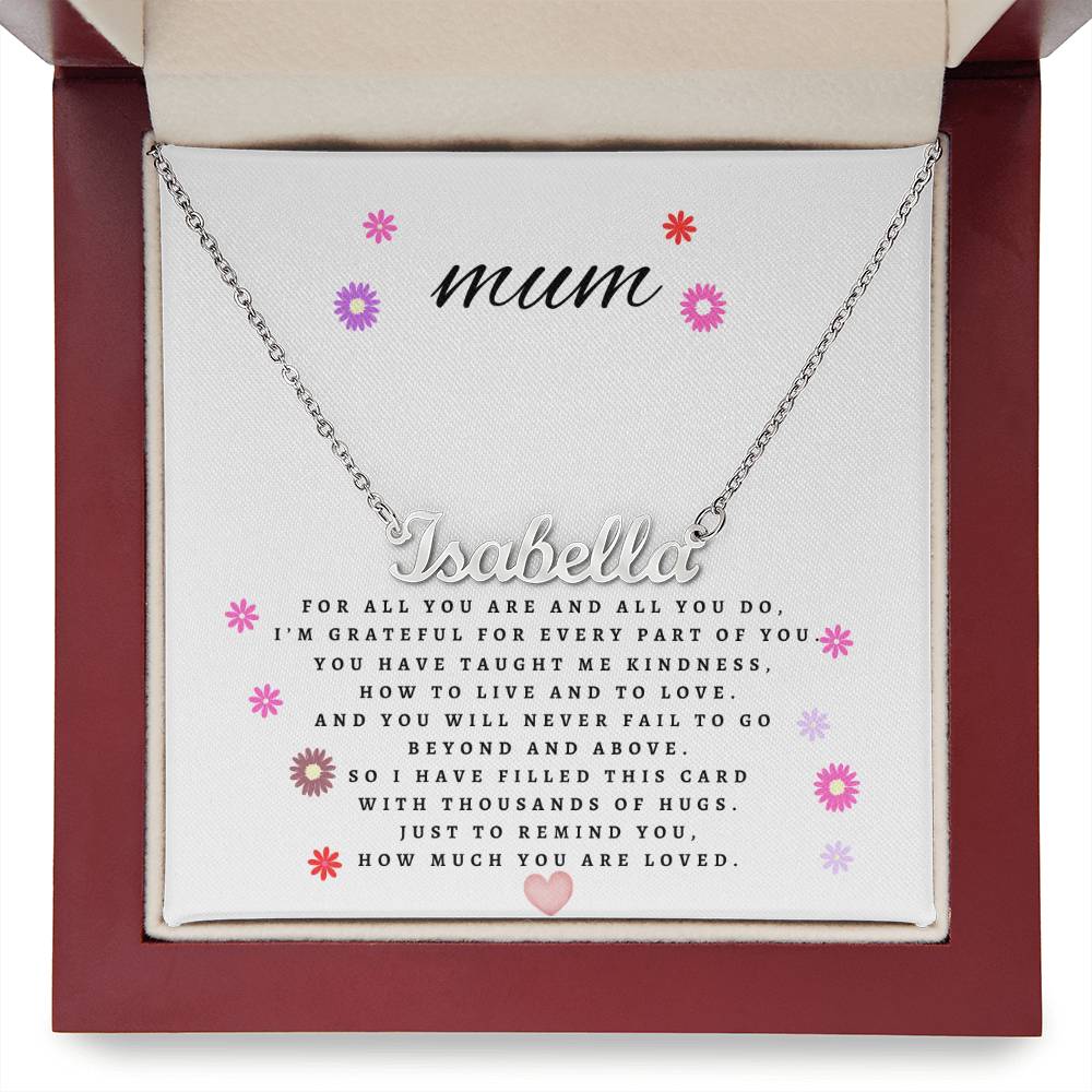 Mum cursive style name necklace